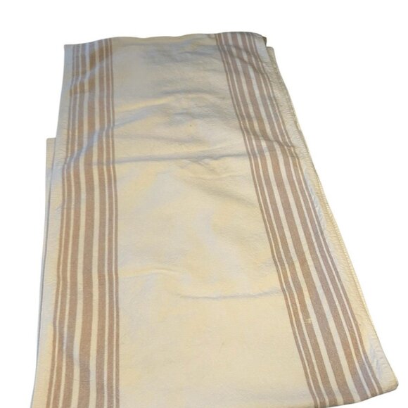 Pottery Barn French Stripe Cotton/Linen Table Runner, 18 x 108 Beige Tan Cottage - Picture 1 of 9